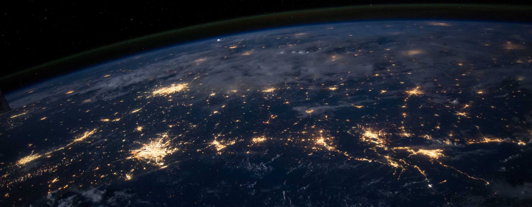 City lights across Asia seen from orbit at night