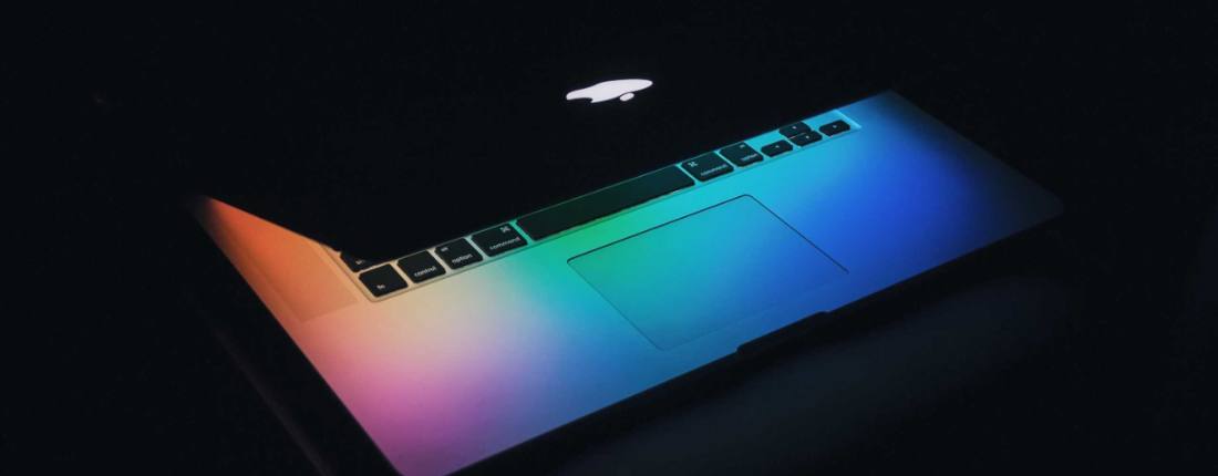 Laptop keyboard lit in the dark