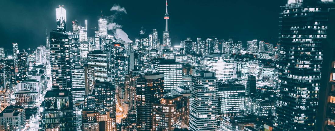 City skyline at night